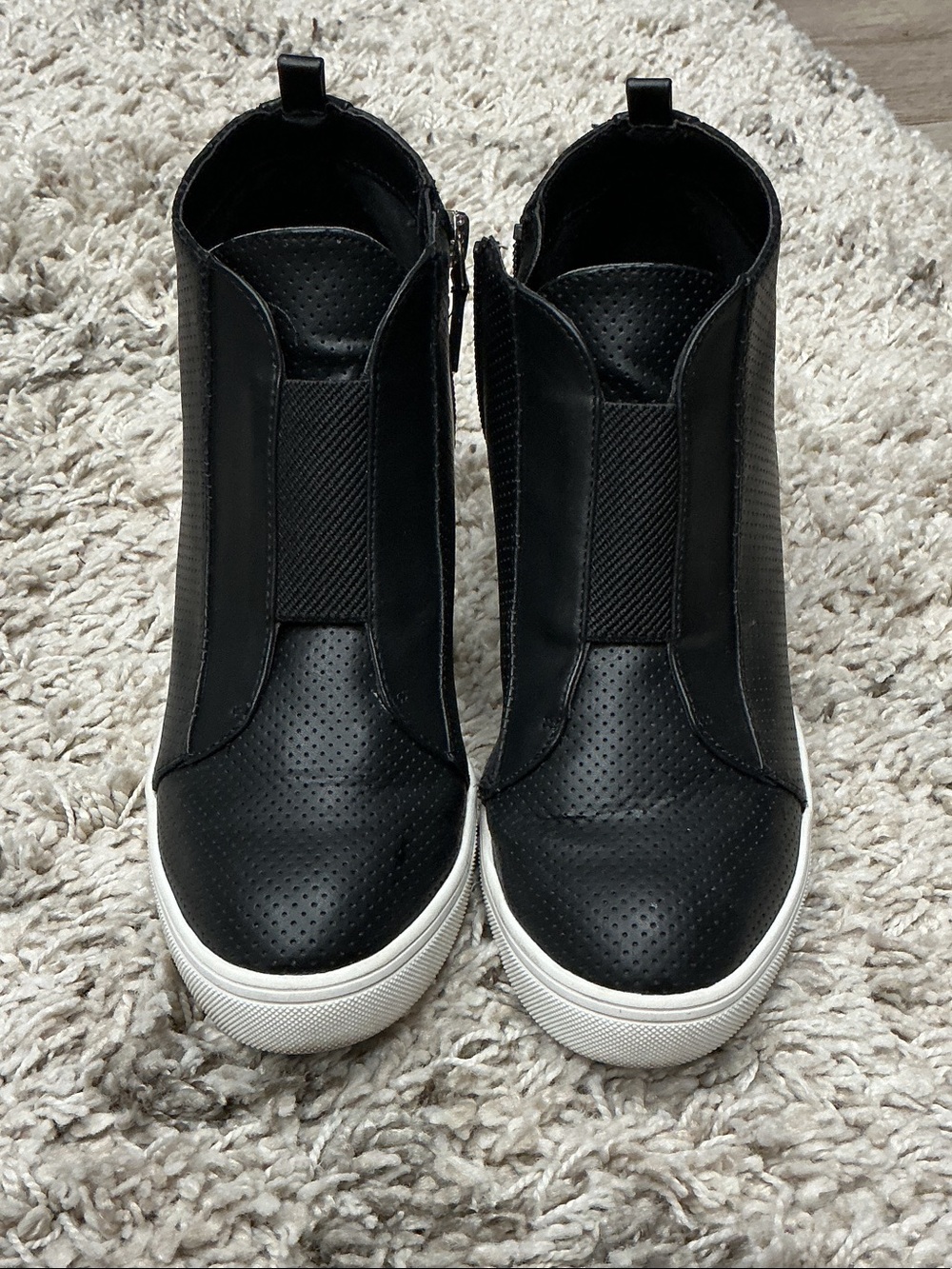 Women's Black Slip-On High-Top Sneakers